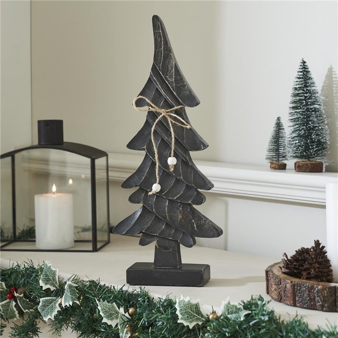 Primitive Pine Distressed Black Wooden Tree 17x7x2 Thumbnail