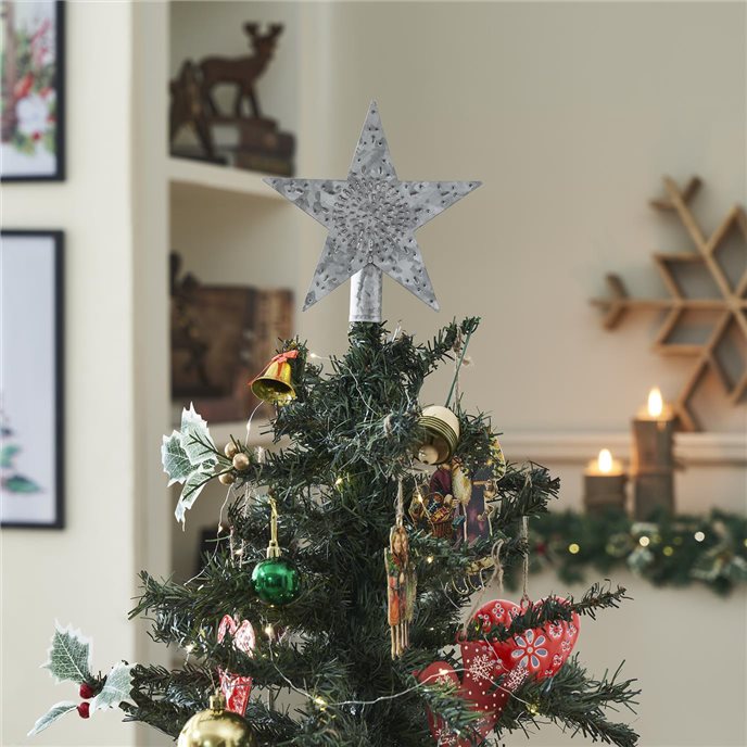 Punched Metal Star Tree Topper Galvanized 6.75x6.75x1 Thumbnail