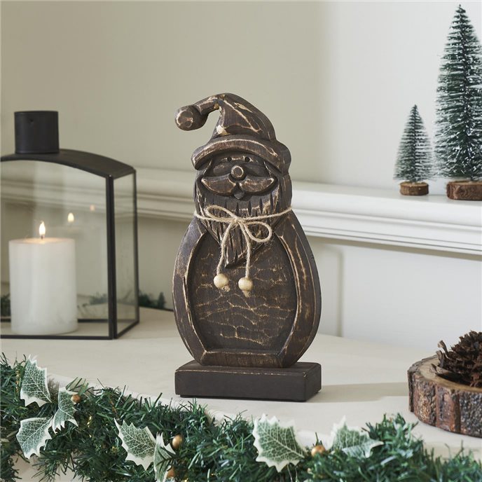 Rustic Cheer Dark Wooden Santa 11x5.5x2 Thumbnail