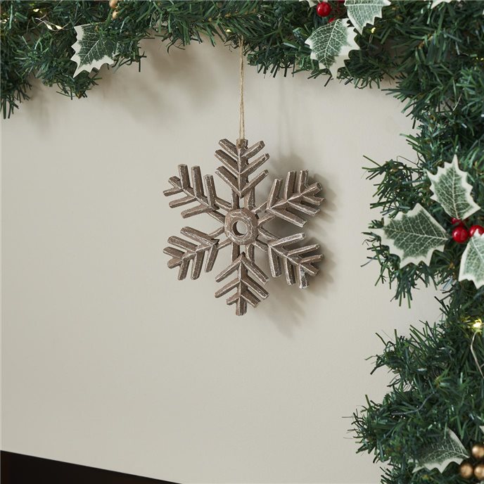 Snowflake Ornament Feathered Finish - 6 inch Thumbnail