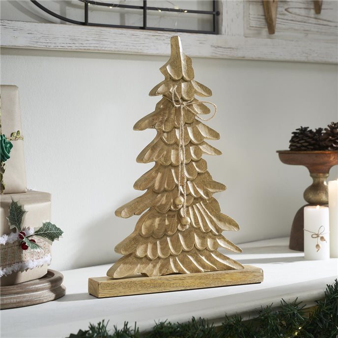 Winter Wonder Brushed Gold Wooden Tree 17x12x2 Thumbnail
