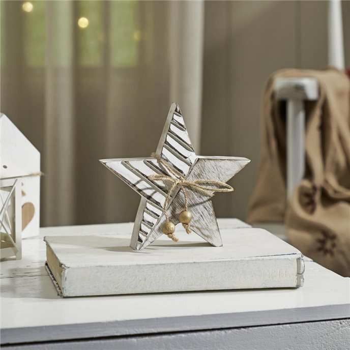 Winter Wonderland Distressed White Wooden Star 6x6x1 Thumbnail