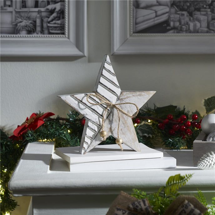 Winter Wonderland Distressed White Wooden Star 8x8x1 Thumbnail