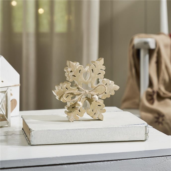 Yuletide Glow Brushed Gold Wooden Snowflake 5.75x5.75x1 Thumbnail