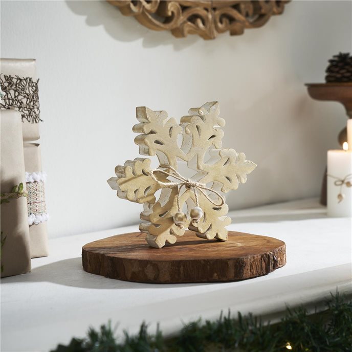 Yuletide Glow Brushed Gold Wooden Snowflake 7.75x7.75x1 Thumbnail