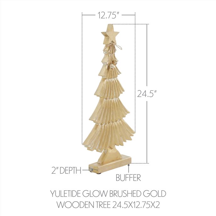 Yuletide Glow Brushed Gold Wooden Tree 24.5x12.75x2 Thumbnail