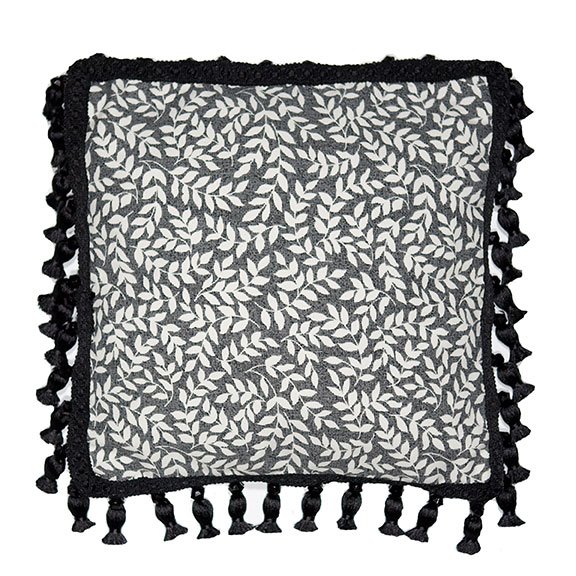 Bouvier Black Leaf 14 inch Square Pillow Thumbnail