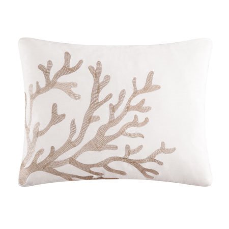 Coral Tan Embroidered Pillow Thumbnail