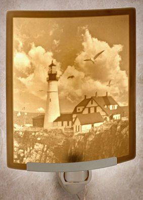 Portland Head Lighthouse Night Light by Porcelain Garden Thumbnail