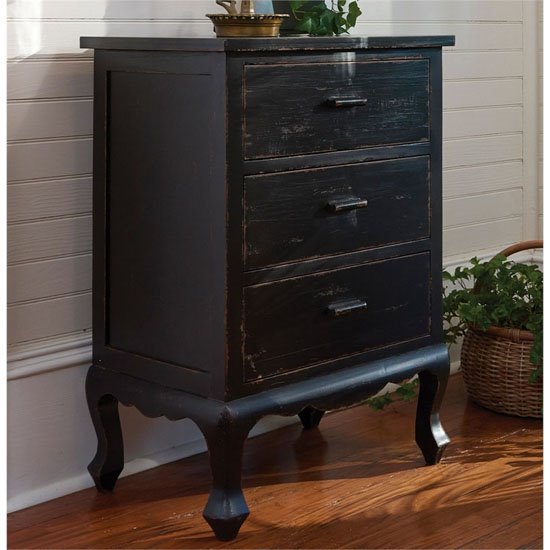 Aged Black 3 Drawer Chest/Cupboard Thumbnail