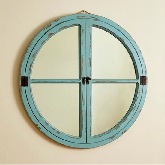 Round Window Wood Mirror - Sea Thumbnail