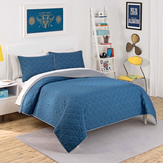 Waverly Kids Framework Indigo Reversible Twin Size Quilt Set Thumbnail