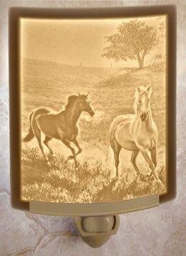 Morning Run Horses Night Light by Porcelain Garden Thumbnail